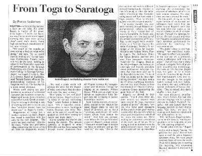 Press about Anne Bogart, Village Voice feature, 1992