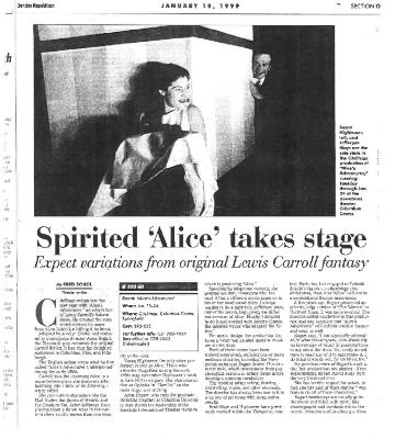 Press from "Alice" Sunday Republican feature, 1999