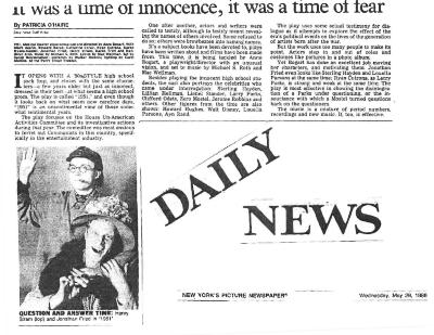 Press from "1951" Daily News review, 1986