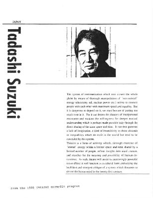 Press about Tadashi Suzuki, Theatre Olympics feature, 1995