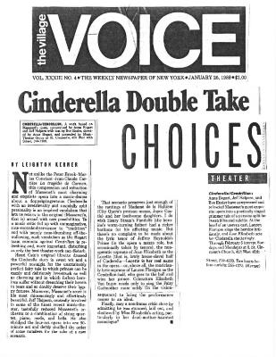 Press from "Cinderella" at Music Theatre Group, Village Voice review, 1988