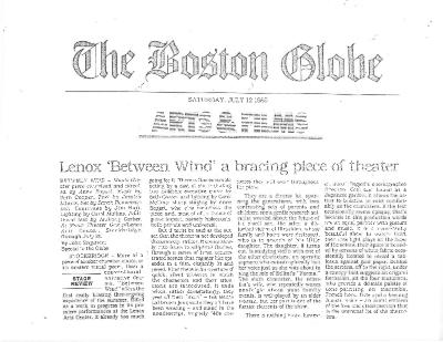 Press from "Between Wind" review, 1986