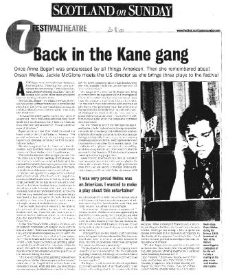 Press from "War of the Worlds" at Edinburgh, Scotland on Sunday feature, 2000