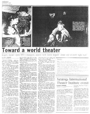 Press about SITI Company's Debut, The Saratogan, 1992